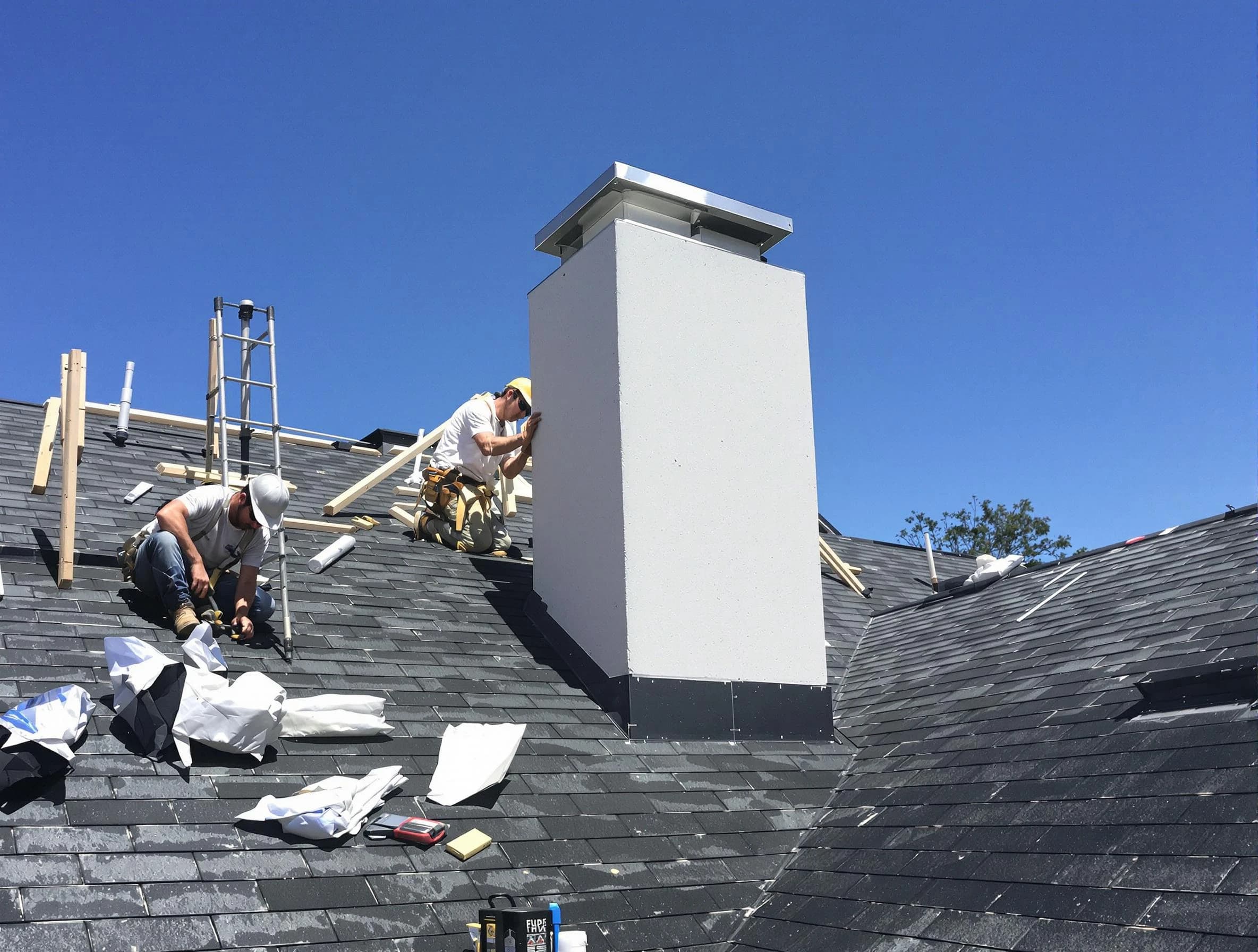 Wheat Ridge Chimney Sweep crew installing a new chimney in Wheat Ridge, CO