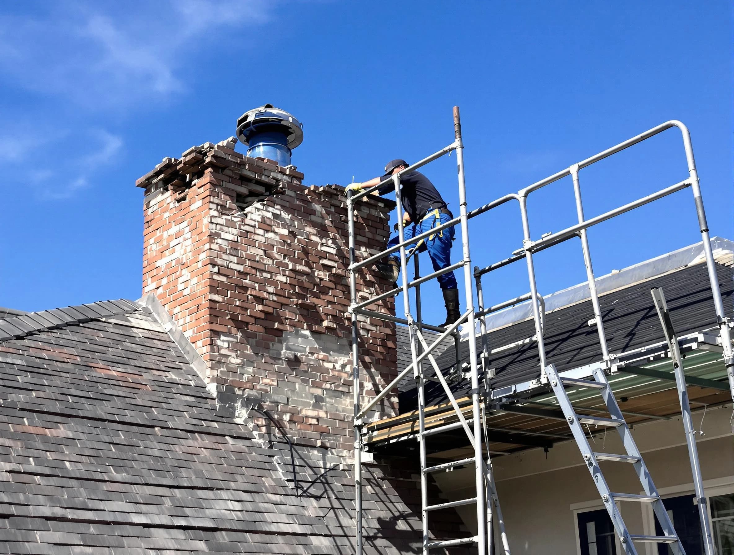 Rebuilding a chimney structure by Wheat Ridge Chimney Sweep in Wheat Ridge, CO