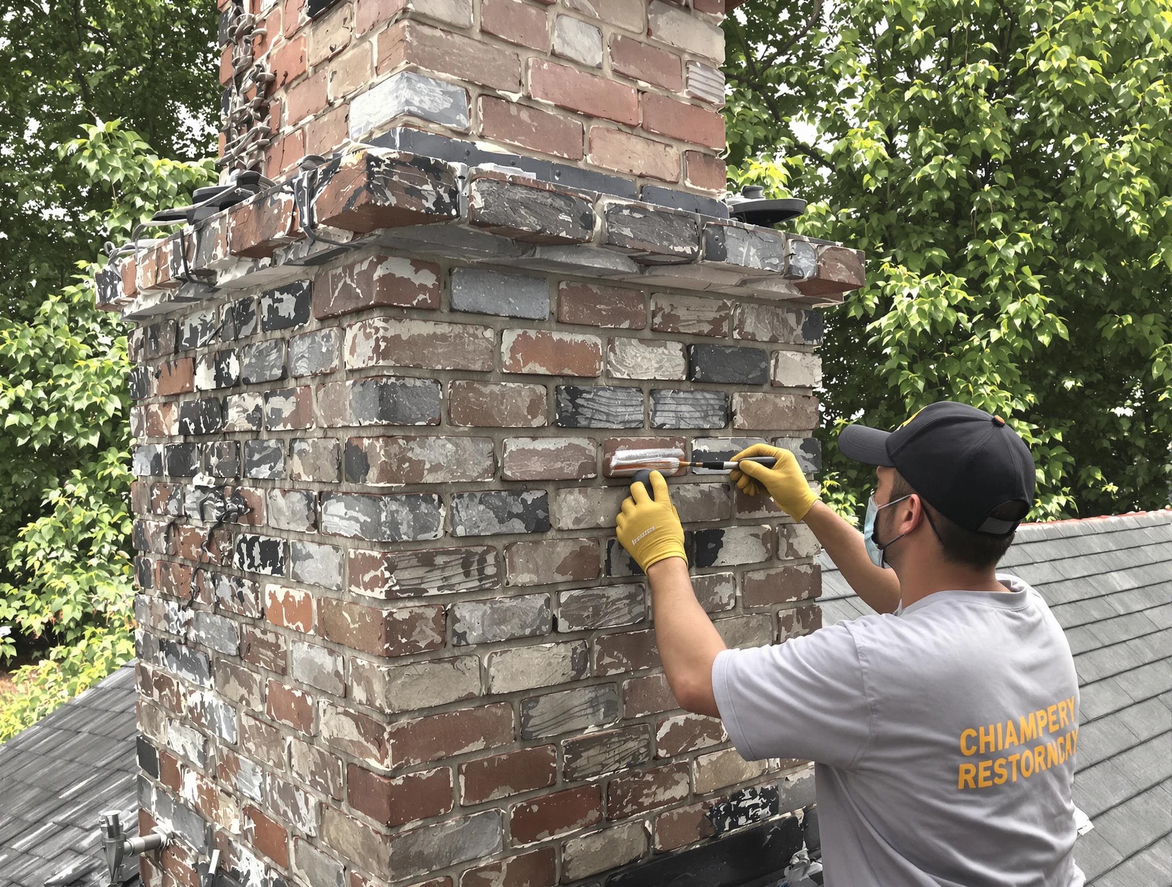 In-progress chimney restoration by Wheat Ridge Chimney Sweep in Wheat Ridge, CO