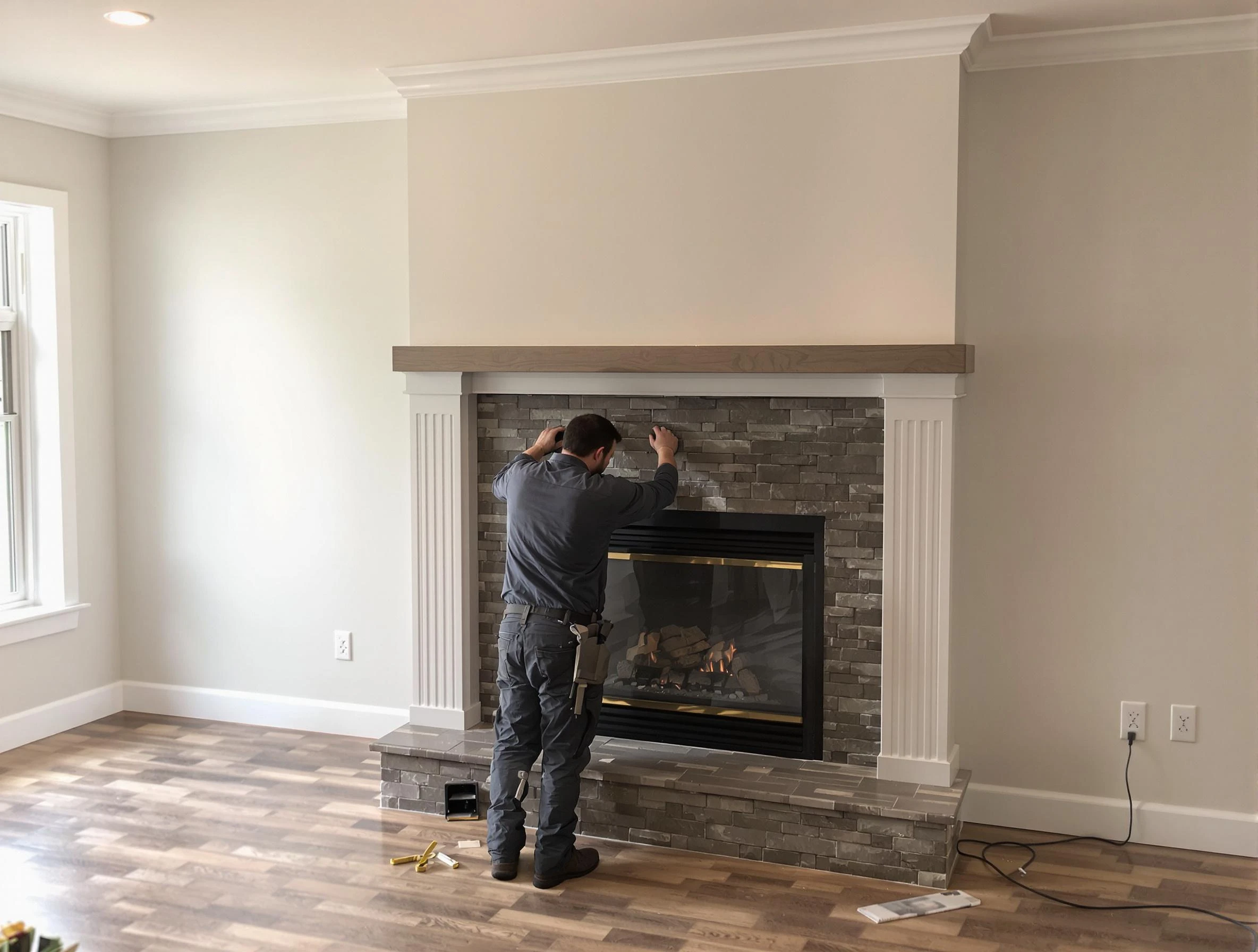 Wheat Ridge Chimney Sweep finishing a custom fireplace install in Wheat Ridge, CO